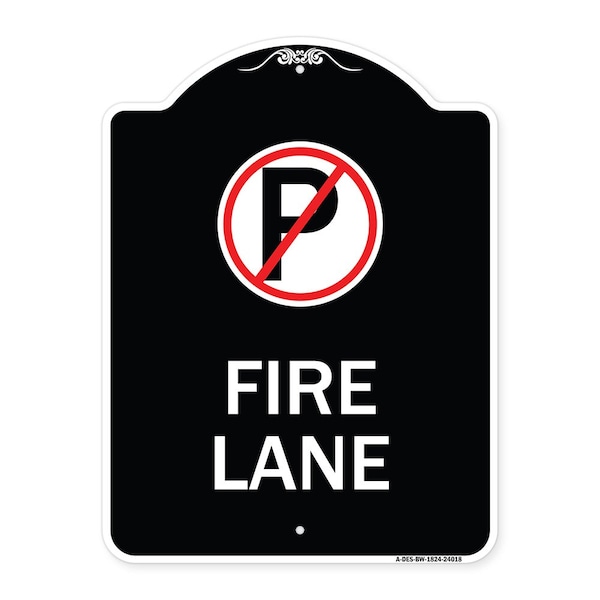 Fire Lane No Parking Symbol Heavy-Gauge Aluminum Architectural Sign, 24" x 18", BW-1824-24018